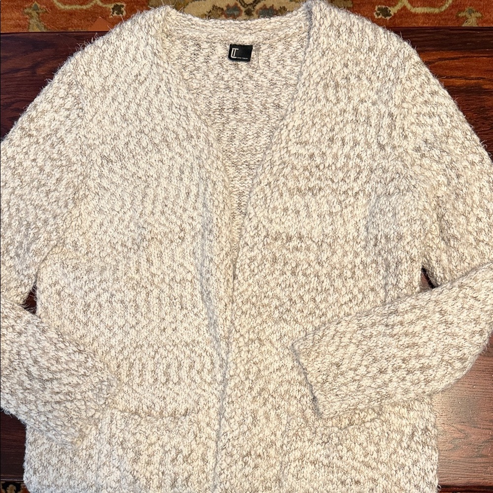 Love Token Cream Textured Cardigan with pockets  2X